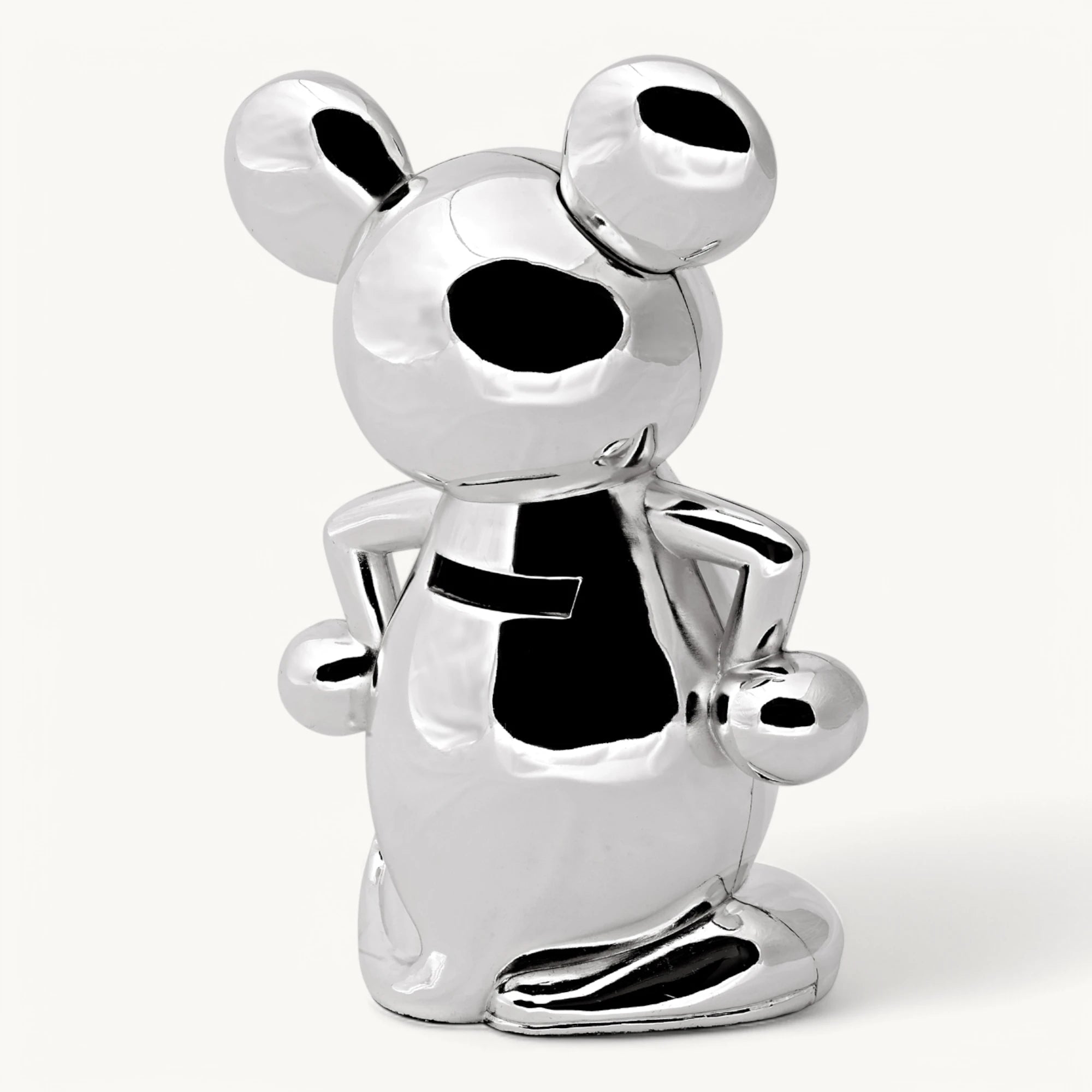 Spardose Sparbüchse Maus, edel versilbert, anlaufgeschützt, Höhe 19 cm