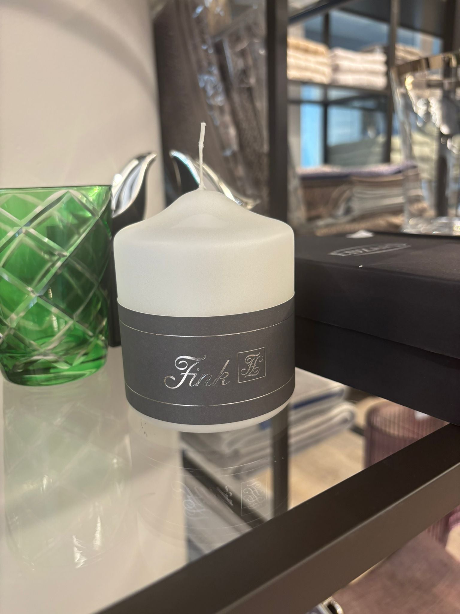 Fink Living CANDLE metallic Stumpenkerze weiss