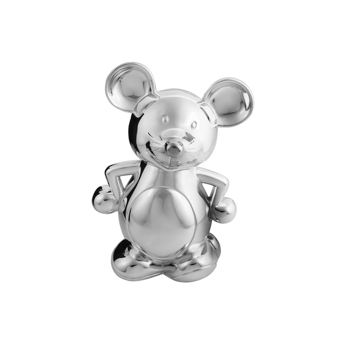 Spardose Sparbüchse Maus, edel versilbert, anlaufgeschützt, Höhe 19 cm