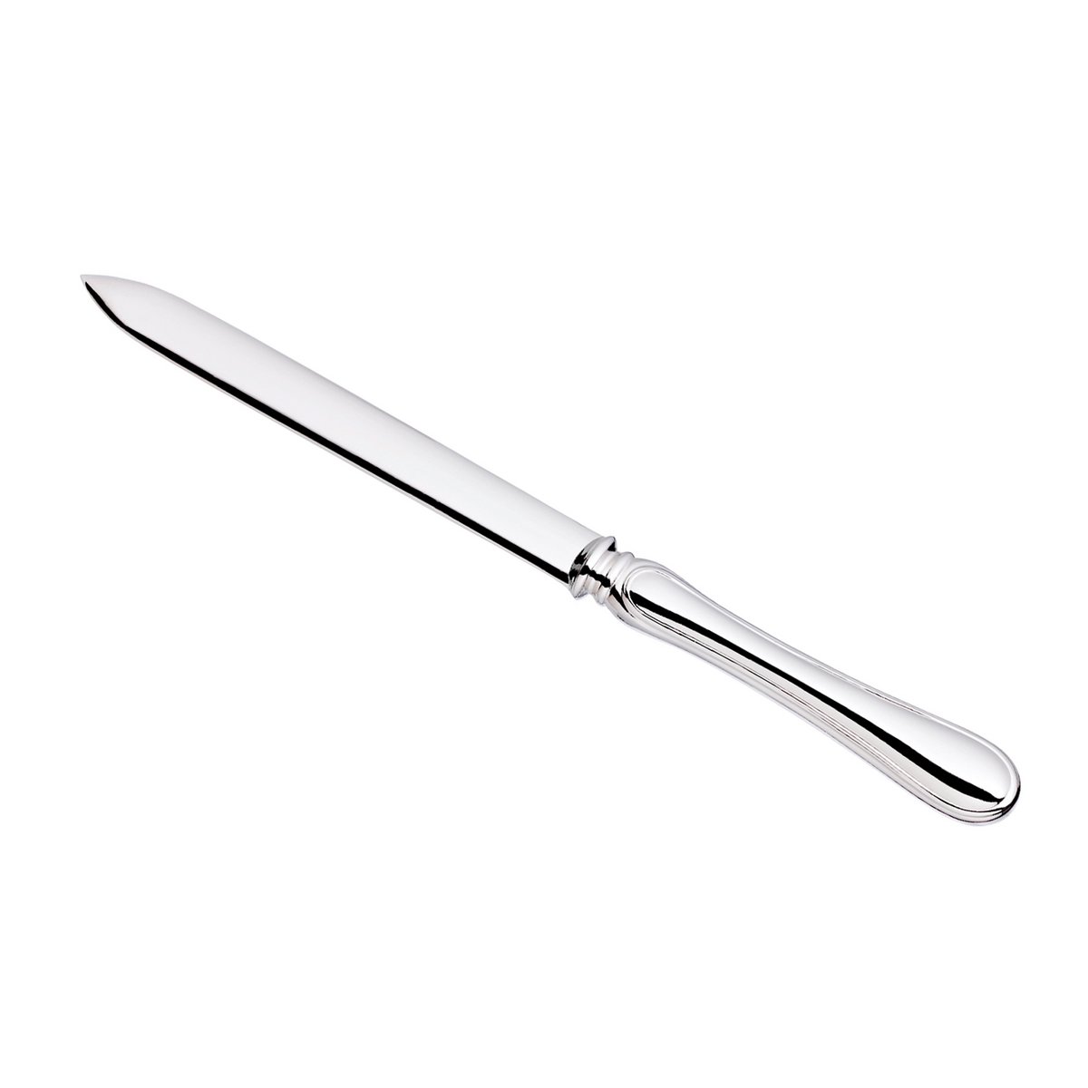 Brieföffner Briefmesser Faden, edel versilbert, Länge 19 cm