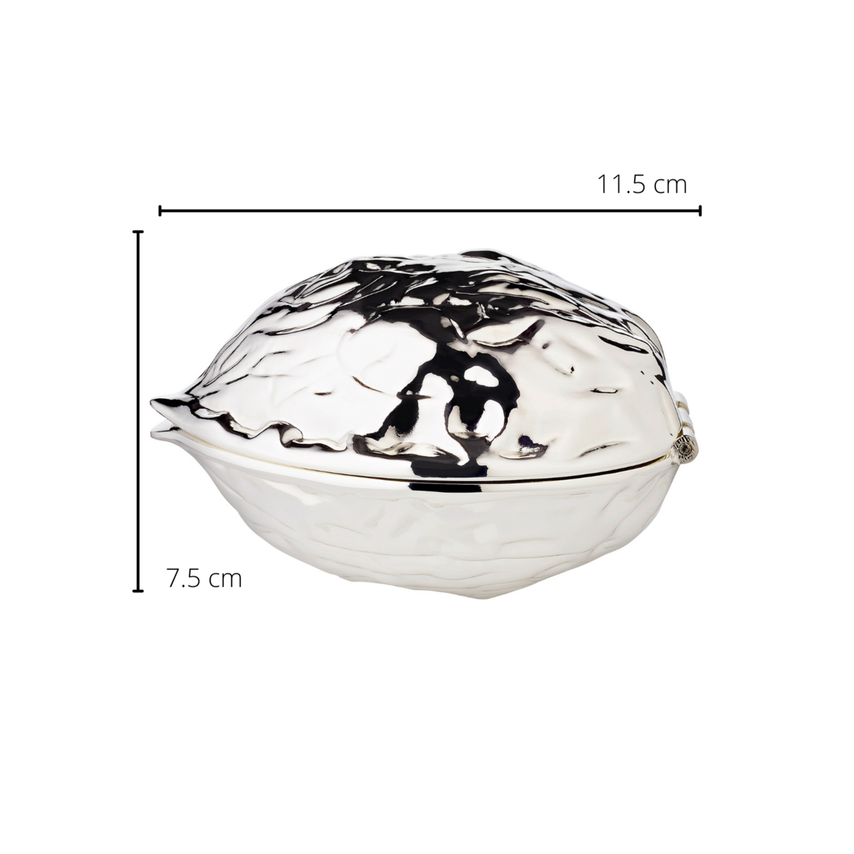 Nussknacker Walnuss, versilbert L. 12 cm