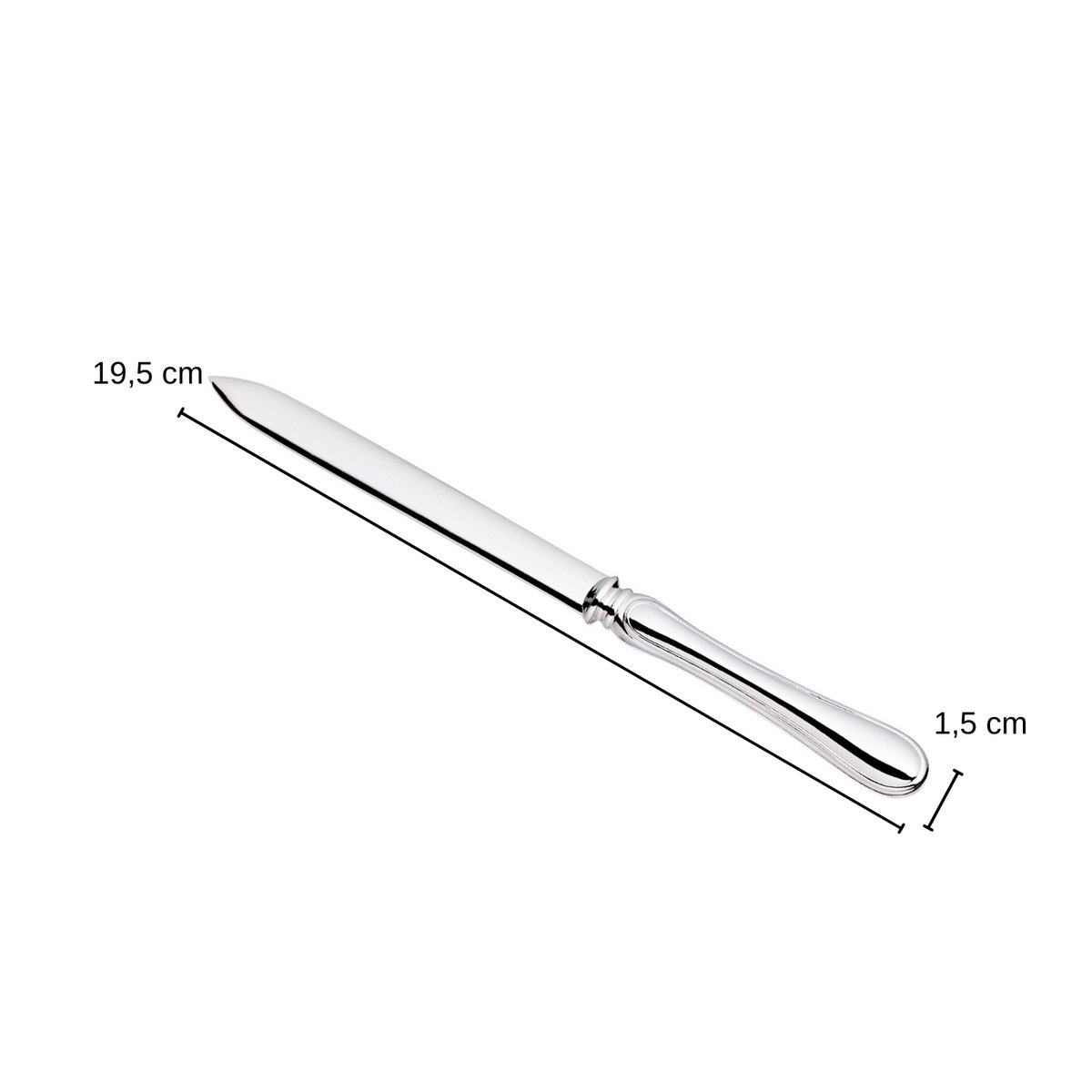 Brieföffner Briefmesser Faden, edel versilbert, Länge 19 cm