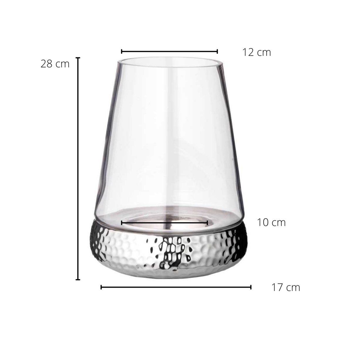 Windlicht Kerzenglas Bora, H.28 cm