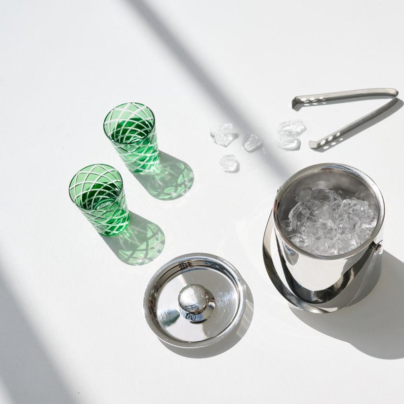 Kristallglas Dio, grün, handgeschliffenes Glas, Höhe 10 cm