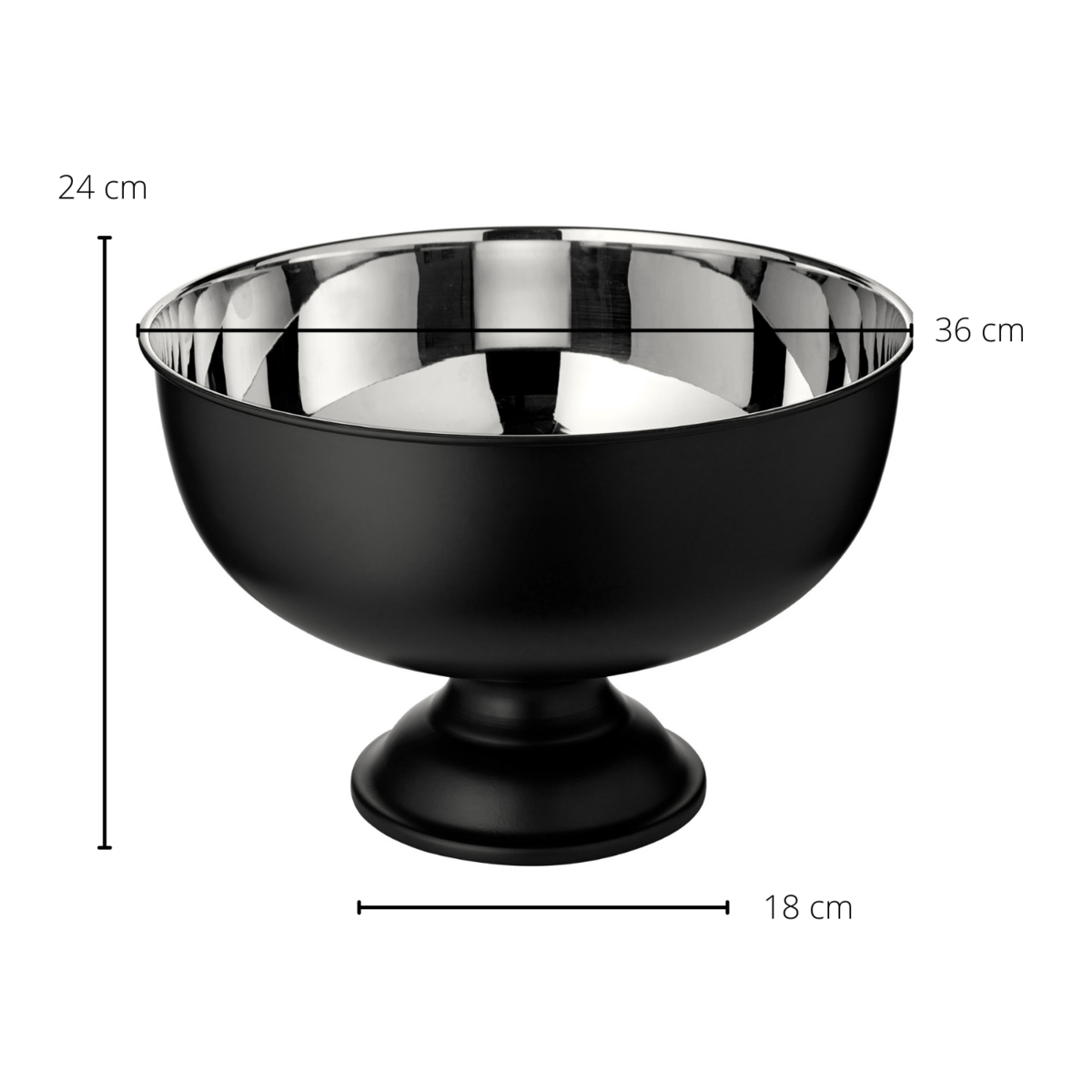 Sektkühler Pearl, Höhe 25 cm, ø 36 cm, aussen matt schwarz, innen Edelstahl hochglanzpoliert