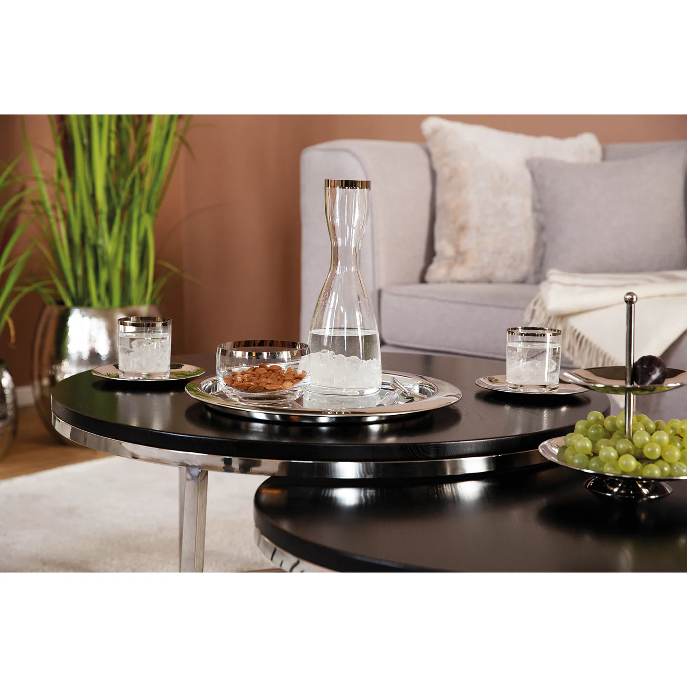 Fink Living SAMUEL 2er Etagere Silber Edelstahl – Servieretagere 23 cm