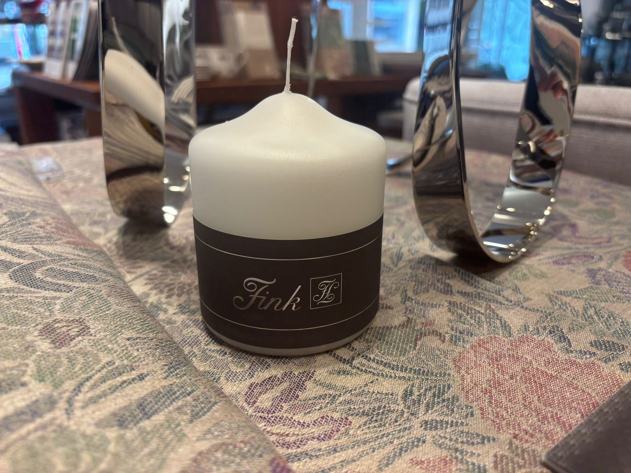 Fink Living CANDLE metallic Stumpenkerze weiss