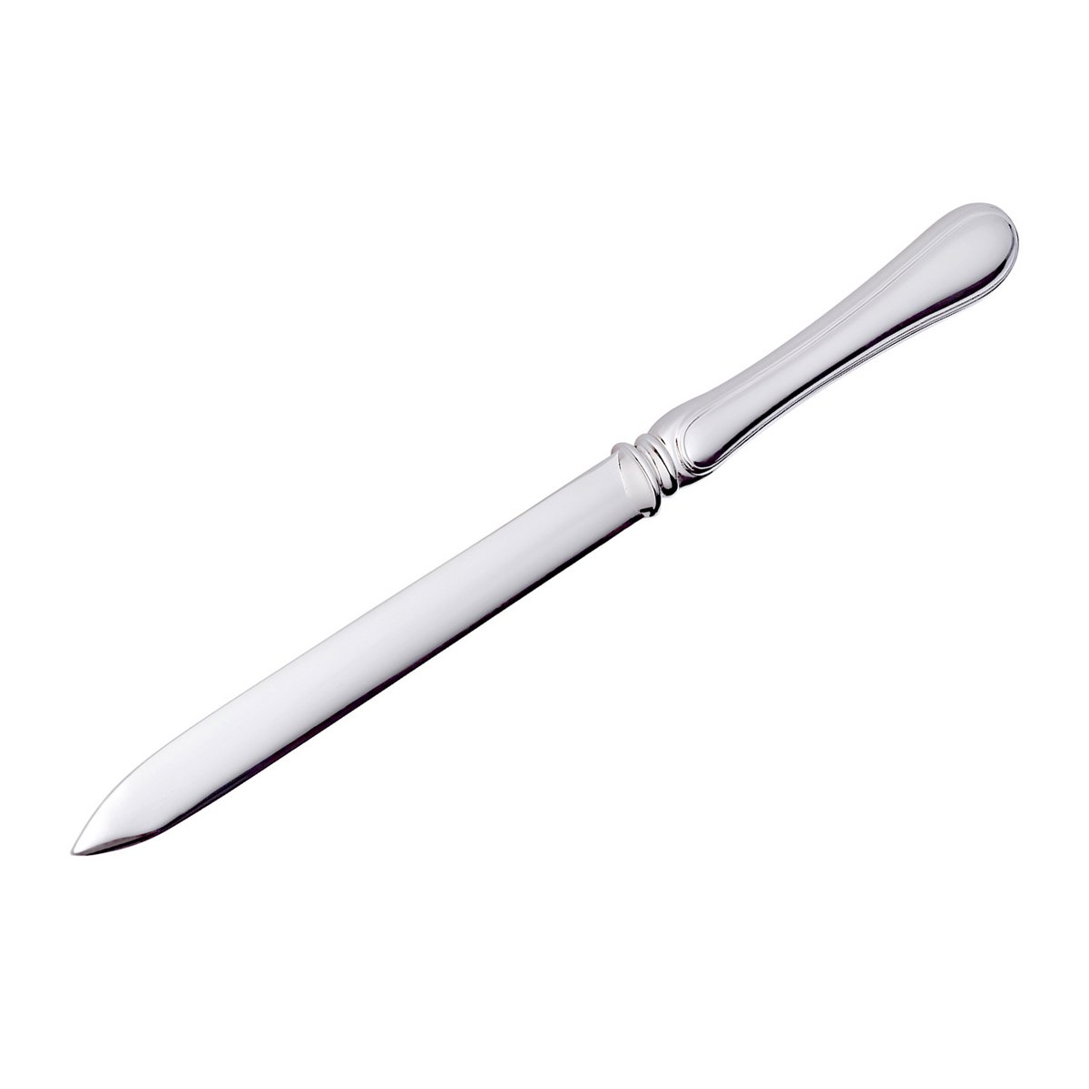 Brieföffner Briefmesser Faden, edel versilbert, Länge 19 cm