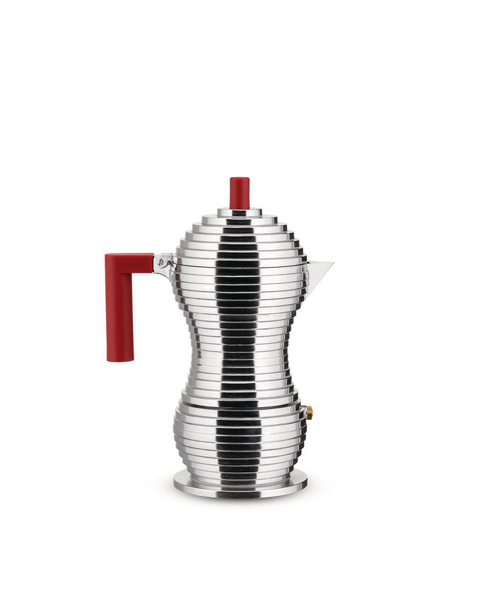 Alessi Espressomaschine Pulcina mit rotem Griff